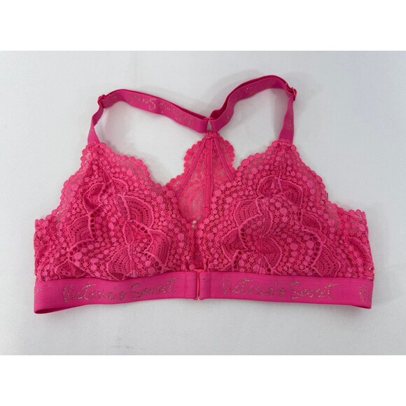 Victoria’s Secret Bralette PINK Size Medium Adjustable Straps Front Closure - Picture 1 of 4